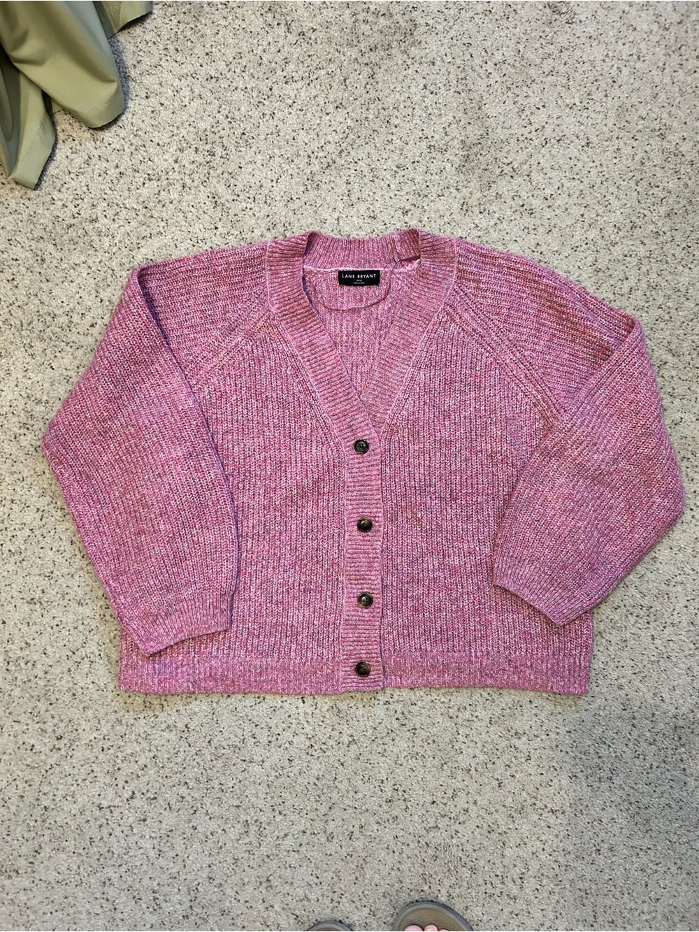 Lane Bryant Heathered Pink Chunky Cardigan
